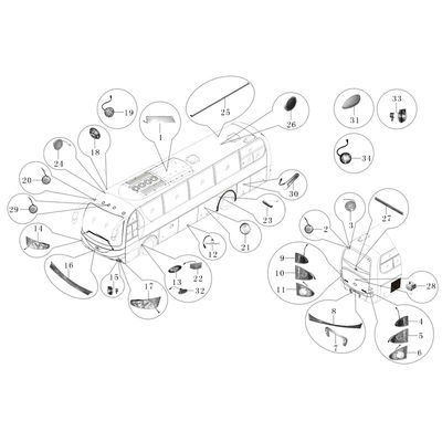 HAISE Bus Light Verlichtingsonderdelen voor voertuigen voor King Long Higer ZhongTong Bus 24V LED-lamp
